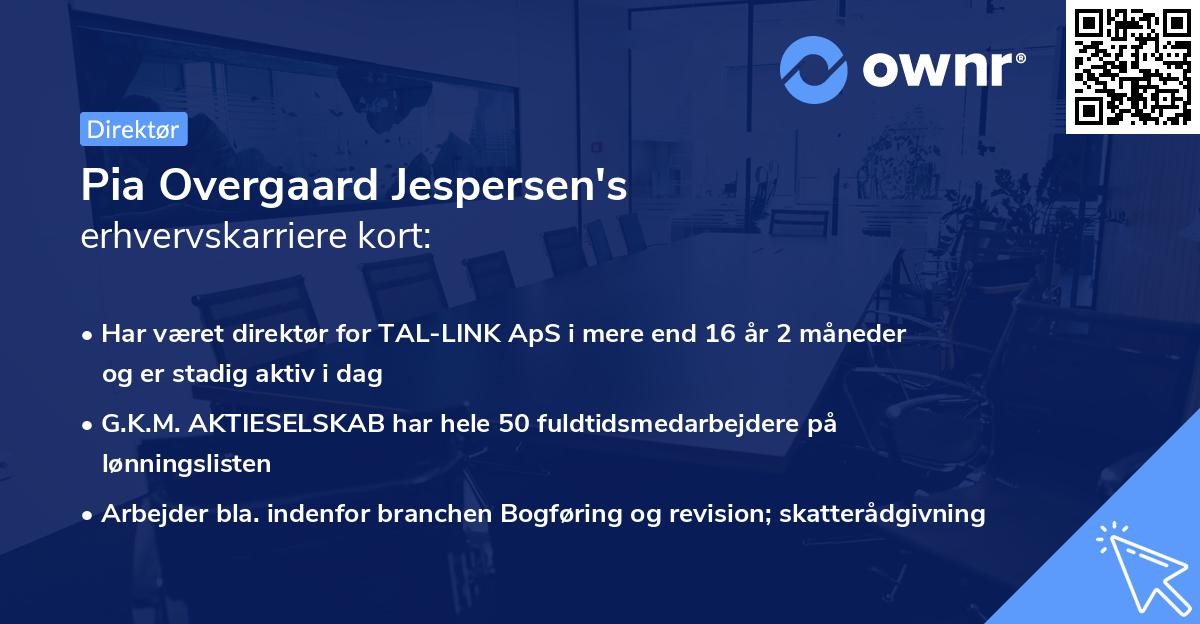 Pia Overgaard Jespersen's erhvervskarriere kort