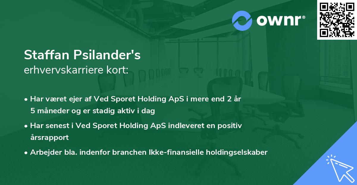 Staffan Psilander's erhvervskarriere kort