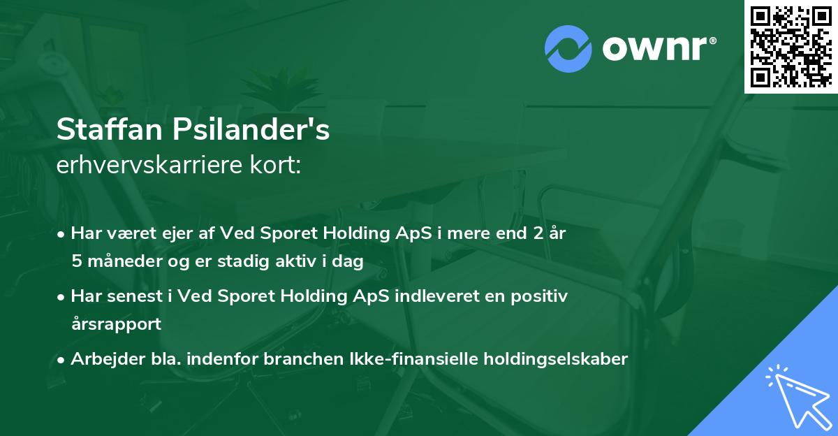Staffan Psilander's erhvervskarriere kort