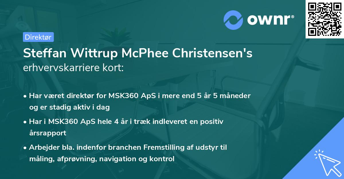 Steffan Wittrup McPhee Christensen's erhvervskarriere kort