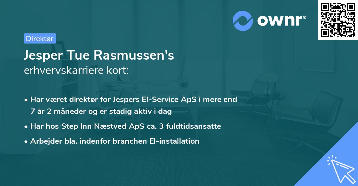 Jesper Tue Rasmussen's erhvervskarriere kort