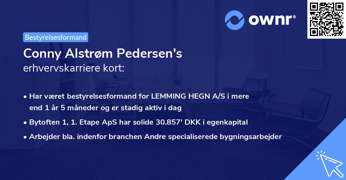Conny Alstrøm Pedersen's erhvervskarriere kort