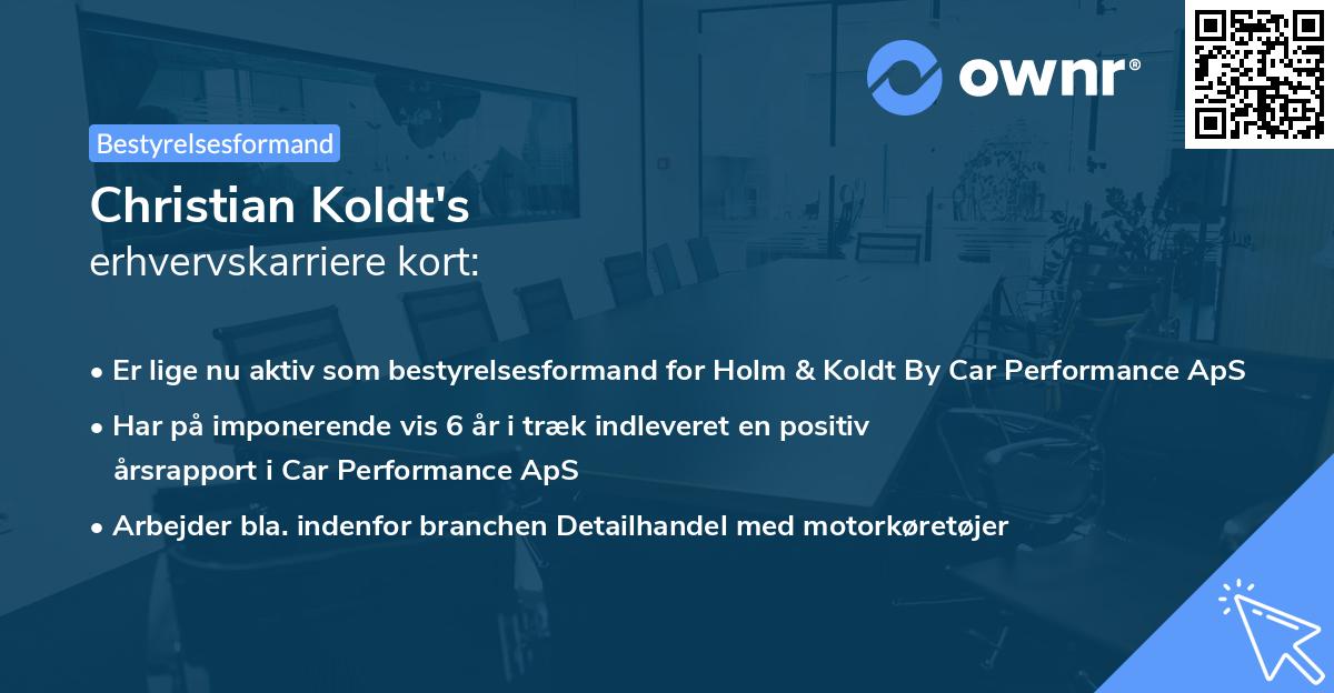 Christian Koldt's erhvervskarriere kort