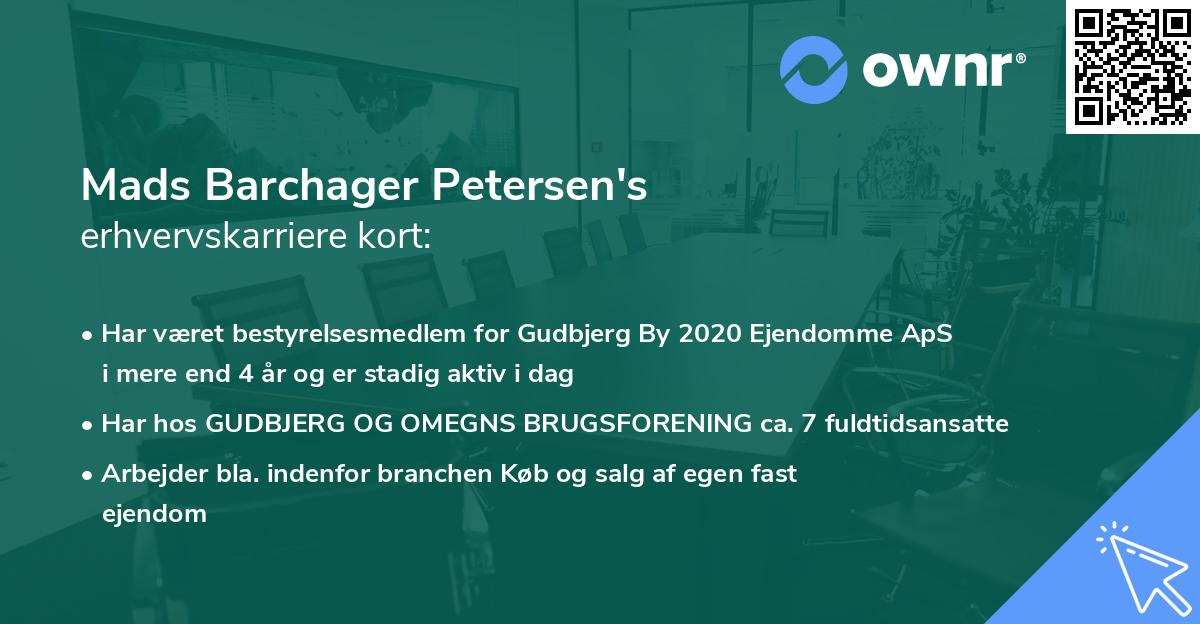 Mads Barchager Petersen's erhvervskarriere kort
