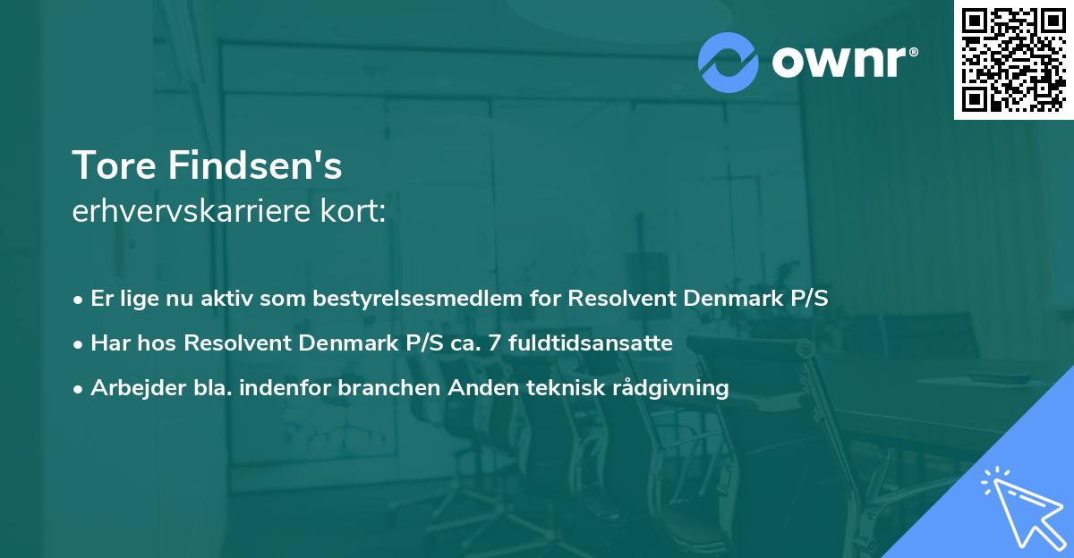 Tore Findsen's erhvervskarriere kort