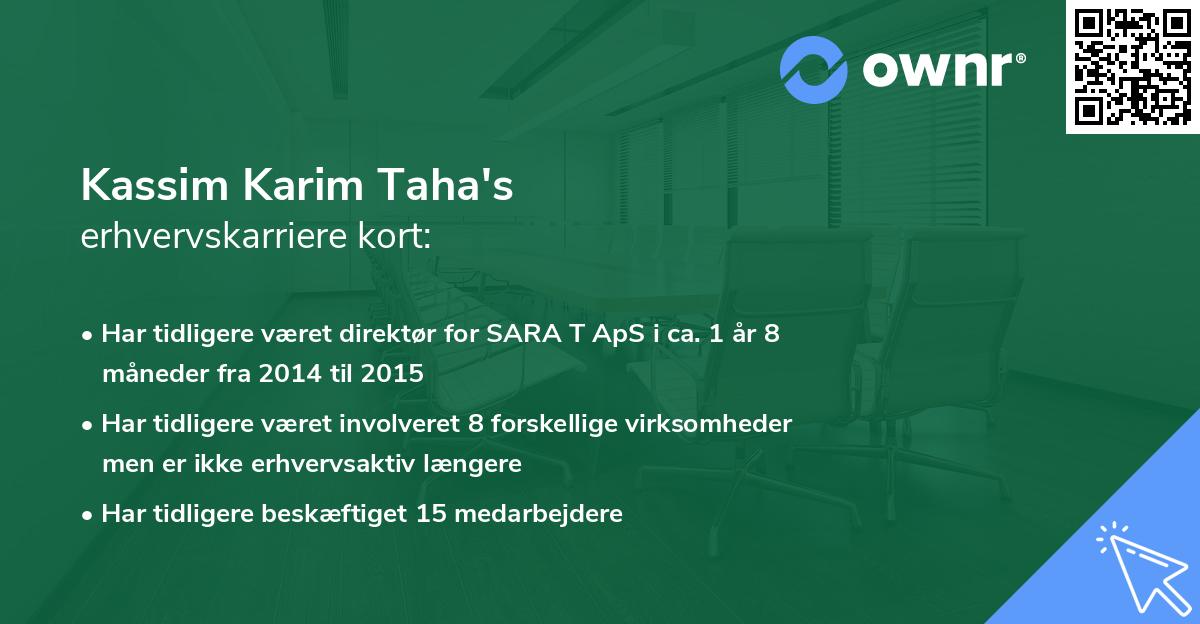 Kassim Karim Taha's erhvervskarriere kort