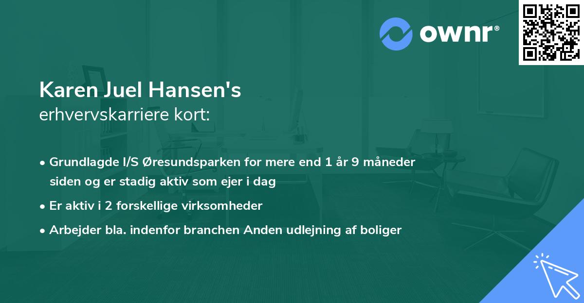 Karen Juel Hansen's erhvervskarriere kort
