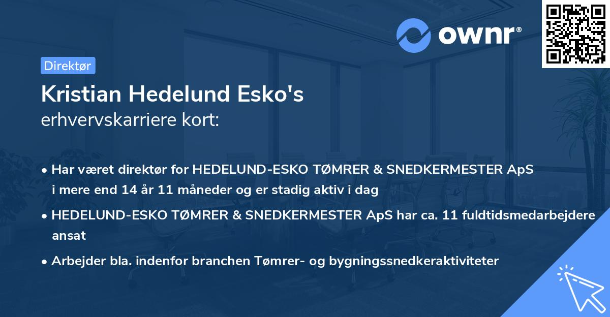Kristian Hedelund Esko's erhvervskarriere kort