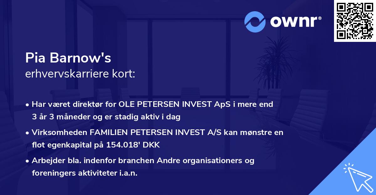Pia Barnow's erhvervskarriere kort