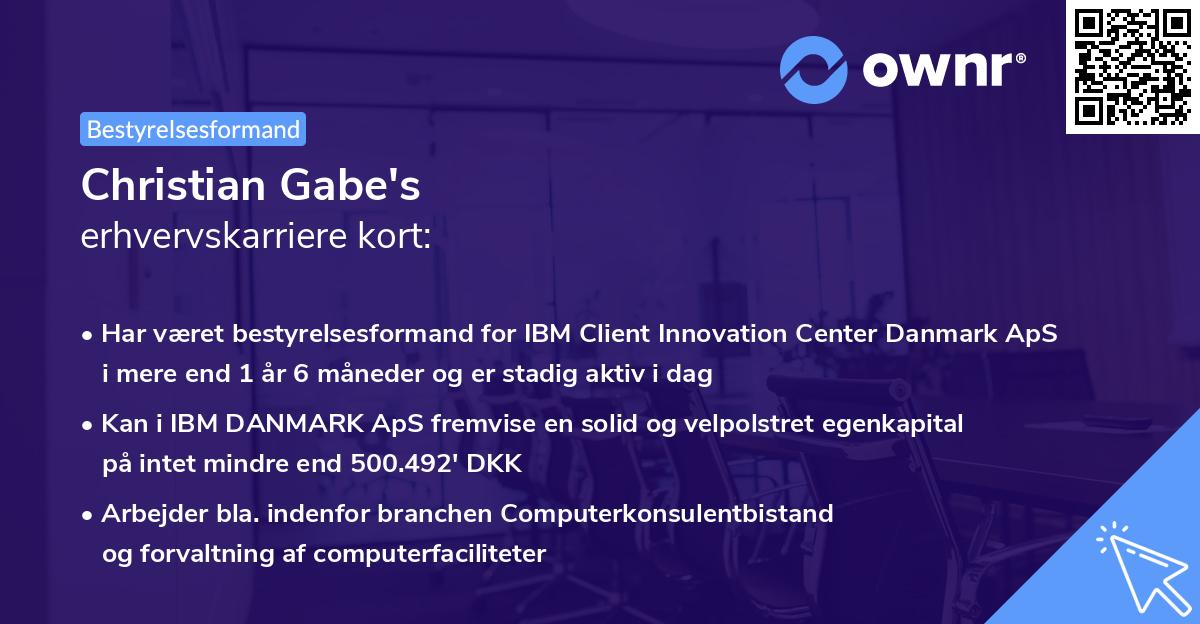 Christian Gabe's erhvervskarriere kort