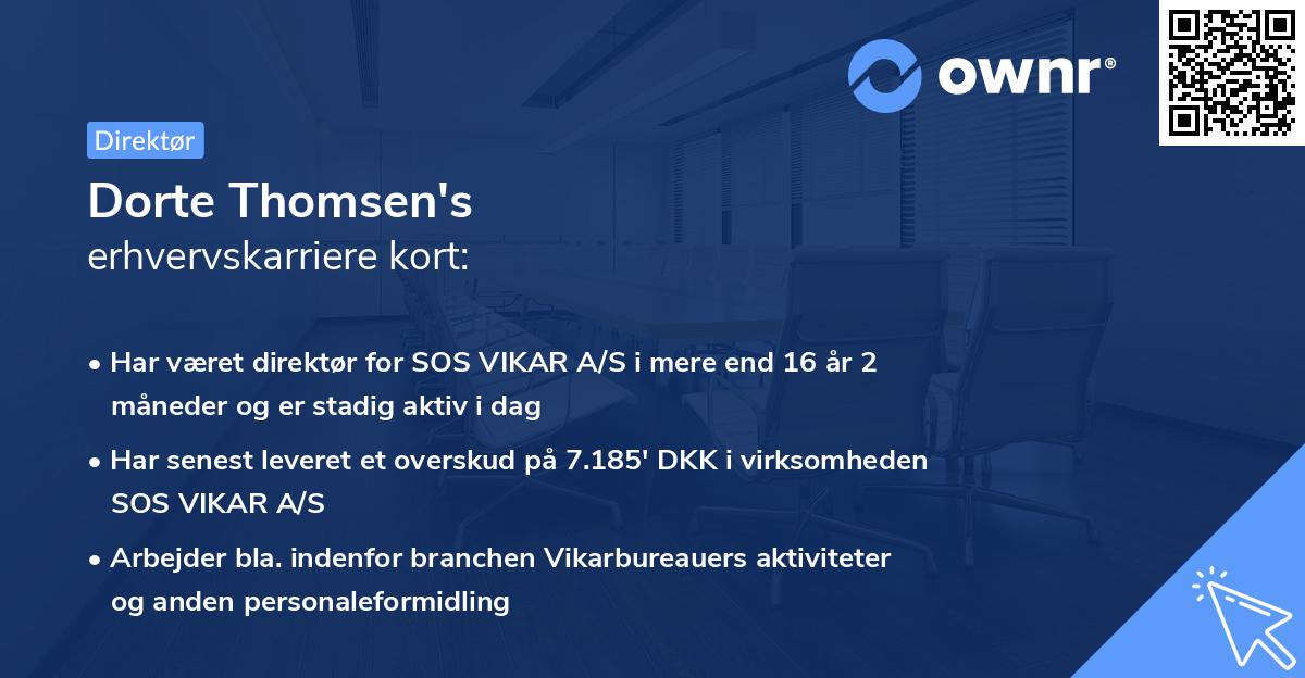 Dorte Thomsen's erhvervskarriere kort