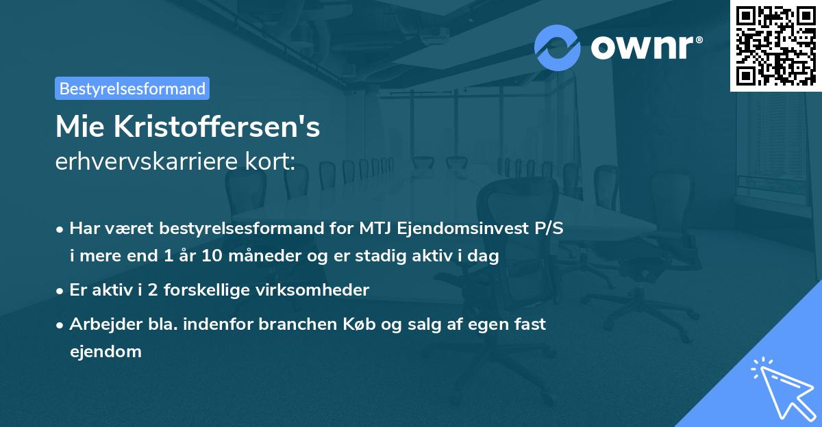 Mie Kristoffersen's erhvervskarriere kort