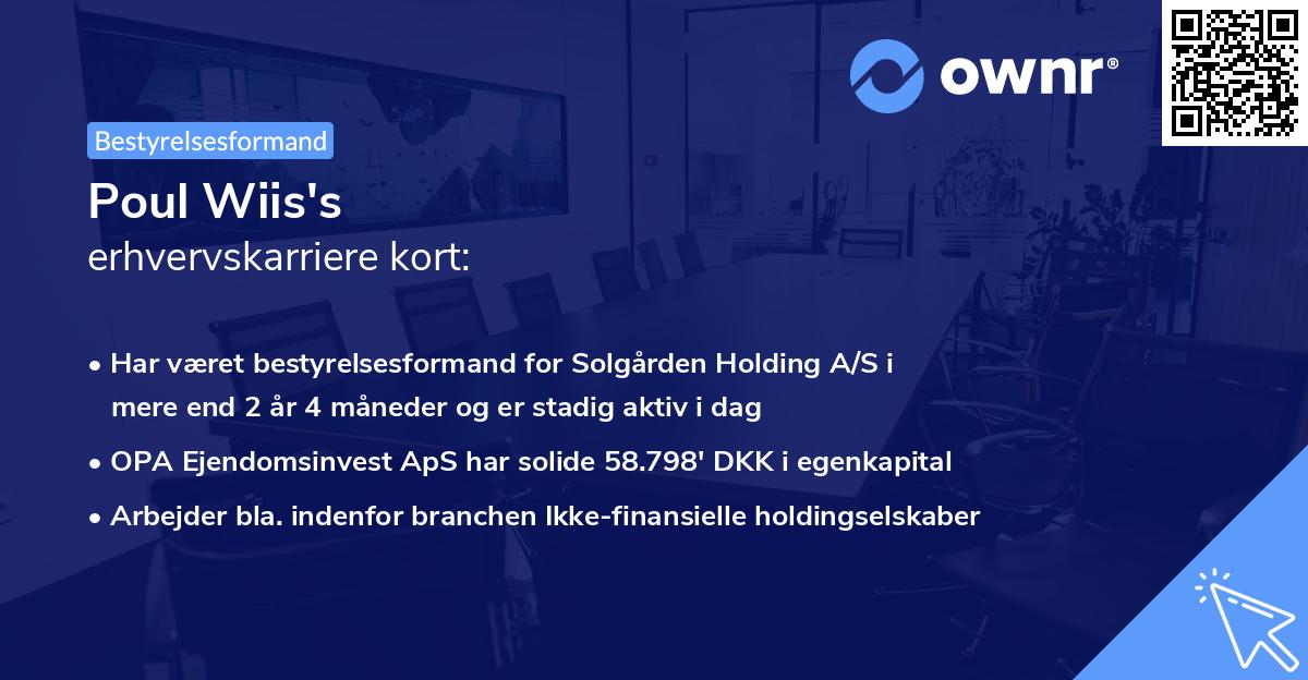 Poul Wiis's erhvervskarriere kort