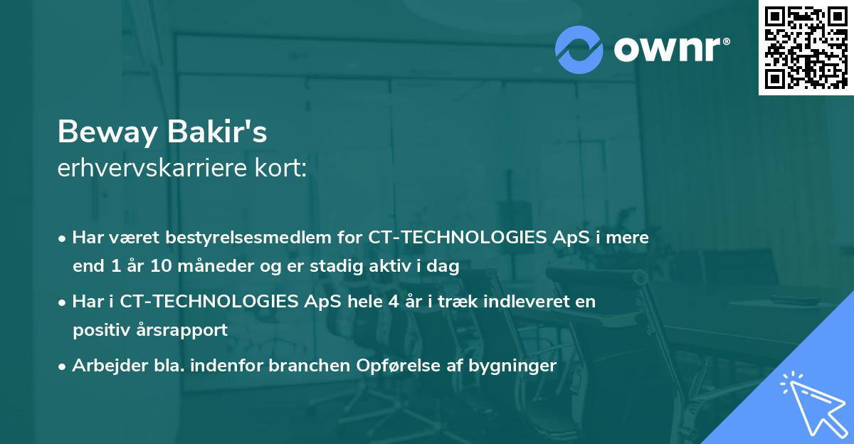 Beway Bakir's erhvervskarriere kort