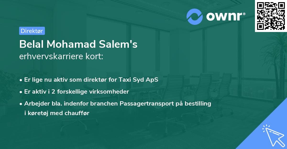 Belal Mohamad Salem's erhvervskarriere kort