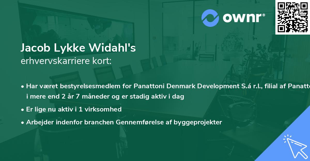 Jacob Lykke Widahl's erhvervskarriere kort