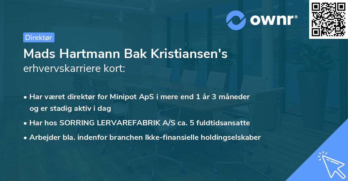 Mads Hartmann Bak Kristiansen's erhvervskarriere kort