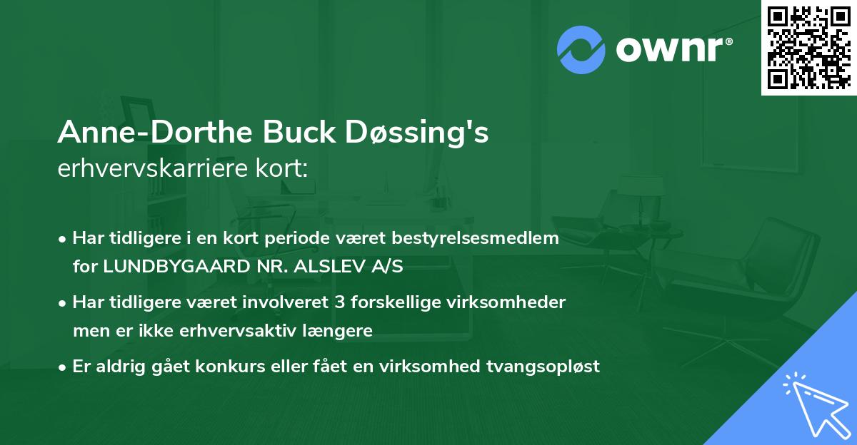Anne-Dorthe Buck Døssing's erhvervskarriere kort