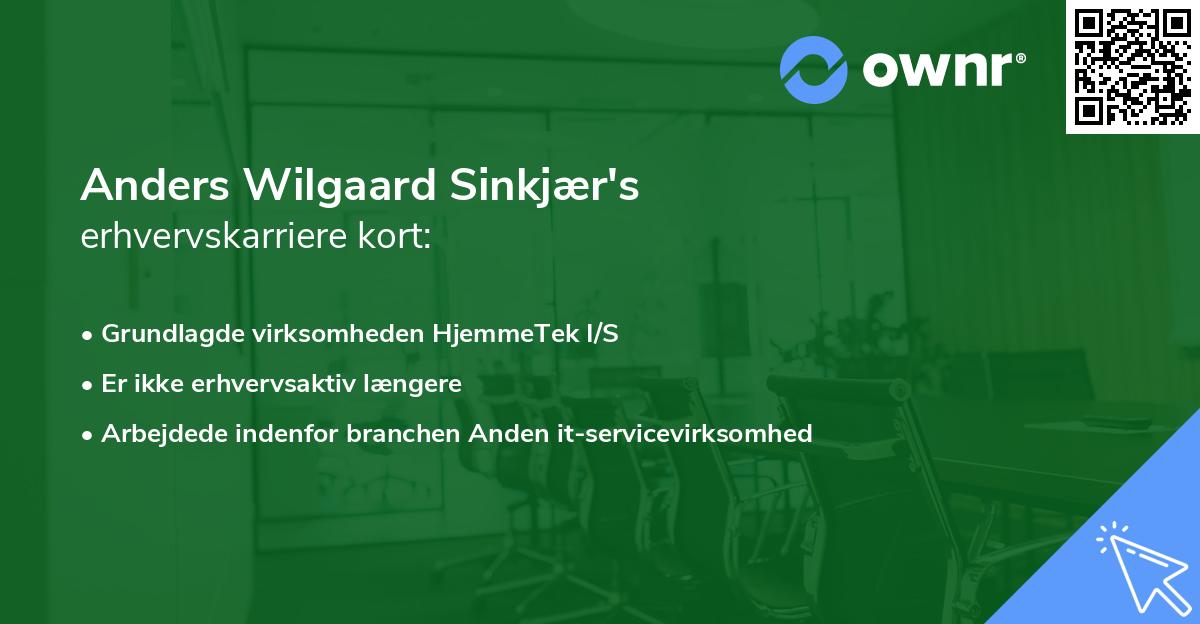 Anders Wilgaard Sinkjær's erhvervskarriere kort