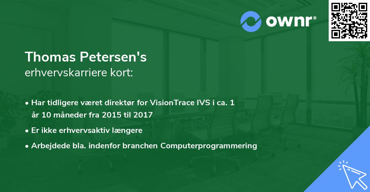Thomas Petersen's erhvervskarriere kort