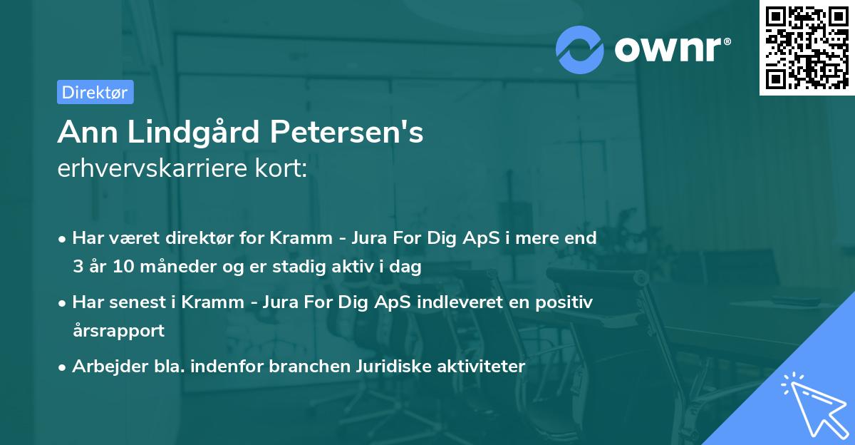 Ann Lindgård Petersen's erhvervskarriere kort