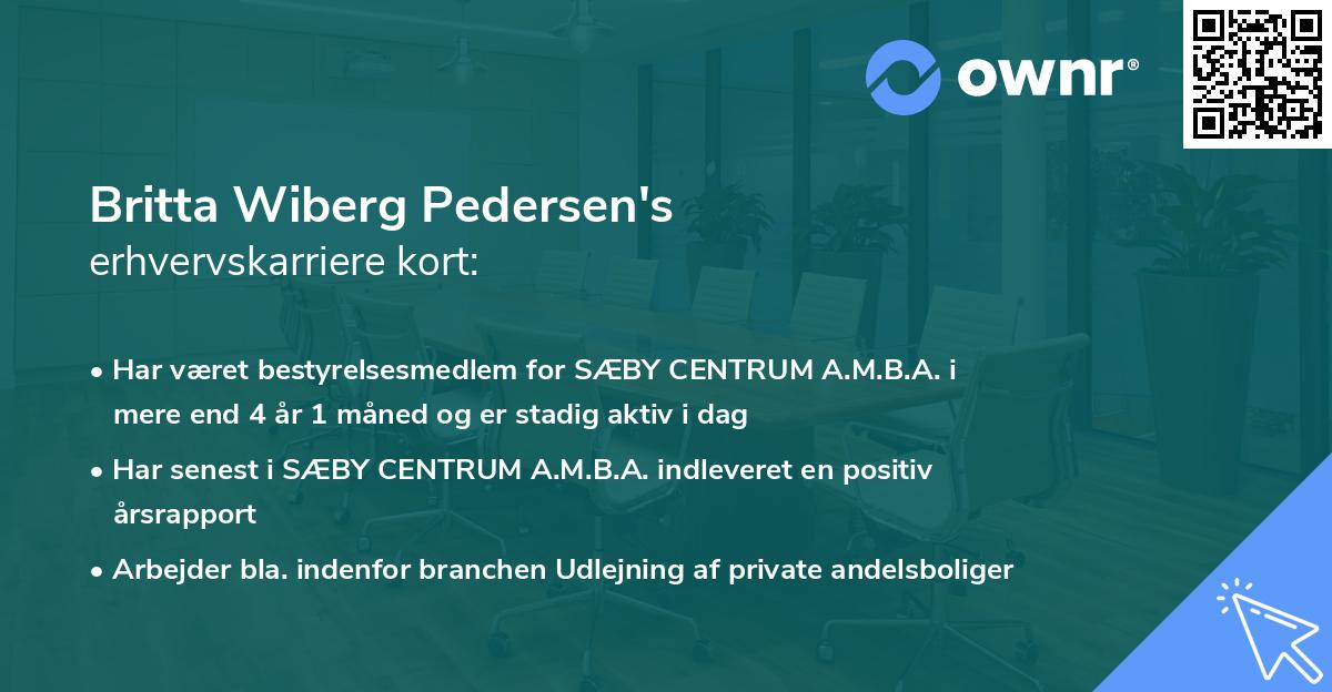 Britta Wiberg Pedersen's erhvervskarriere kort