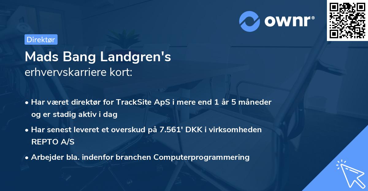 Mads Bang Landgren's erhvervskarriere kort