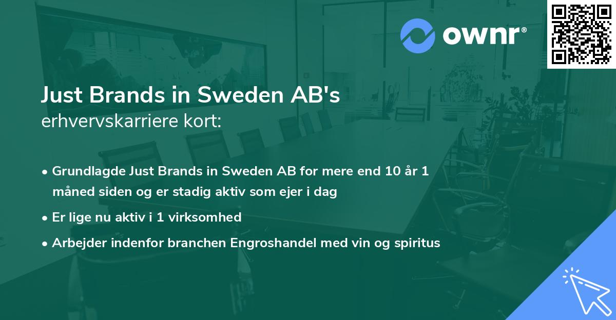 Just Brands in Sweden AB's erhvervskarriere kort