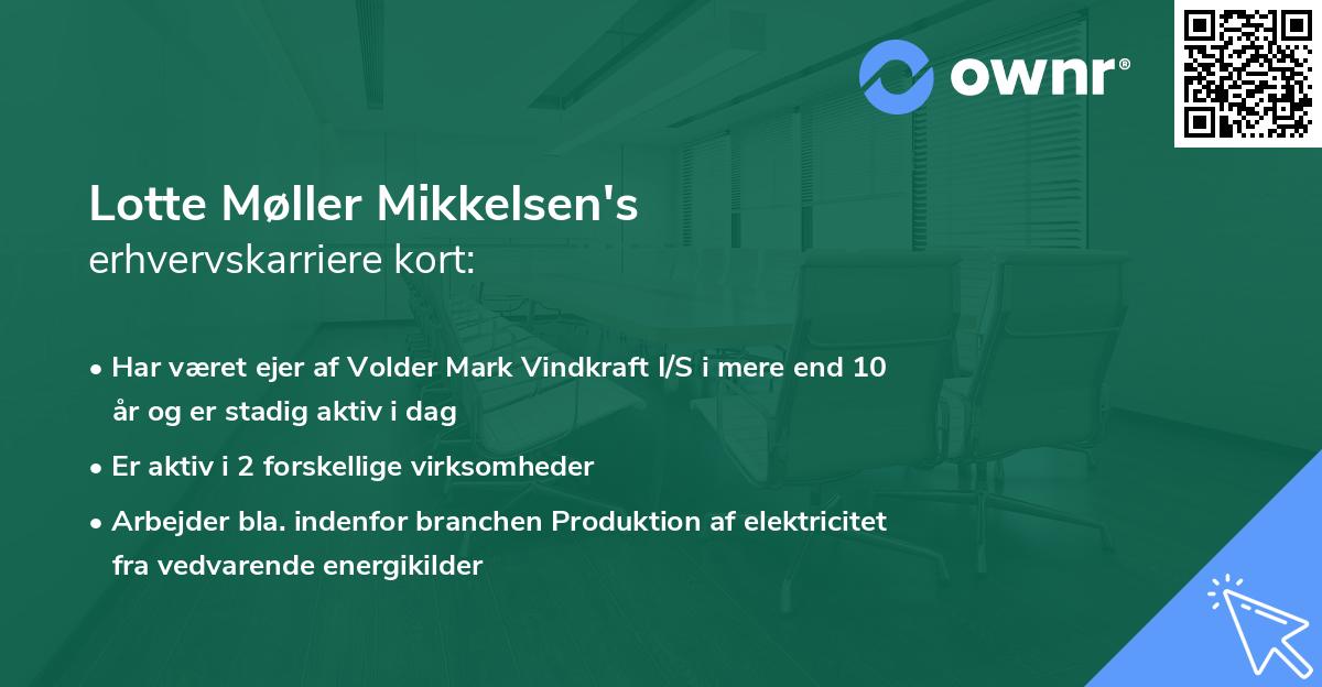 Lotte Møller Mikkelsen's erhvervskarriere kort