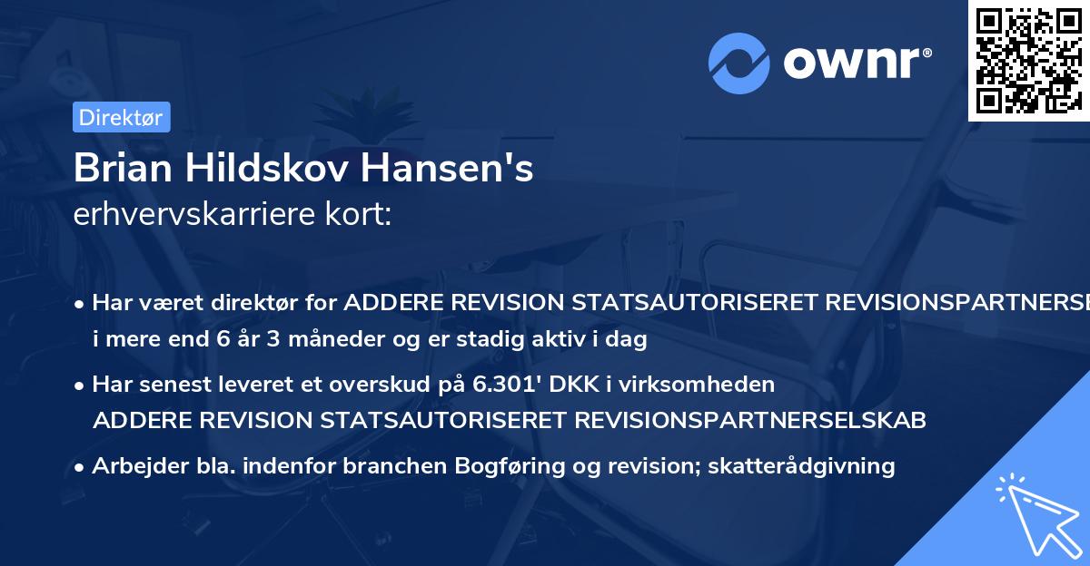 Brian Hildskov Hansen's erhvervskarriere kort