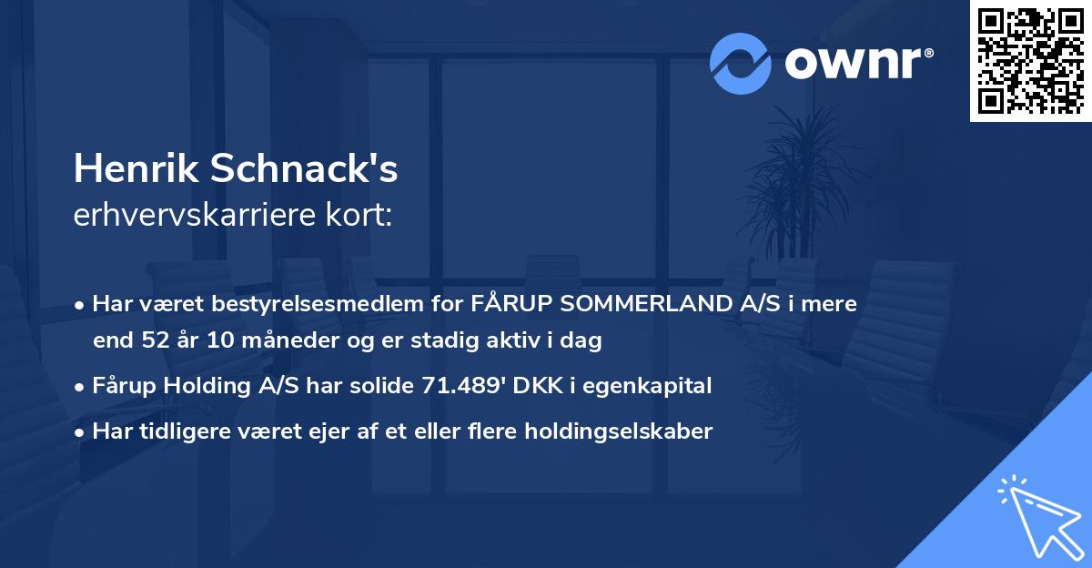 Henrik Schnack's erhvervskarriere kort