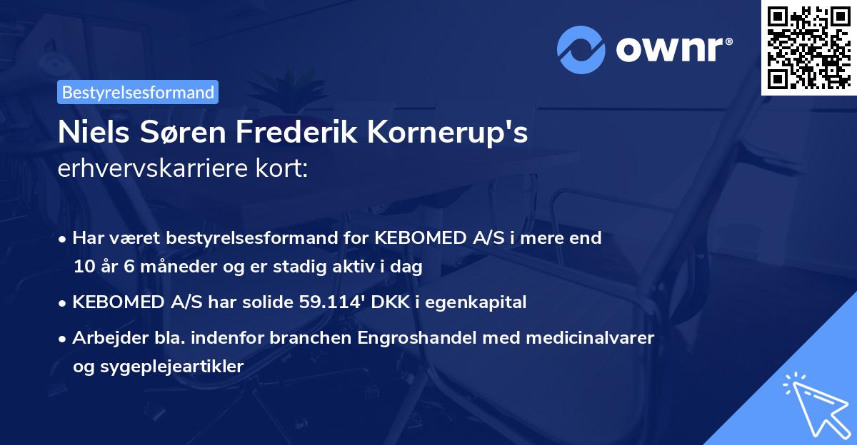 Niels Søren Frederik Kornerup's erhvervskarriere kort