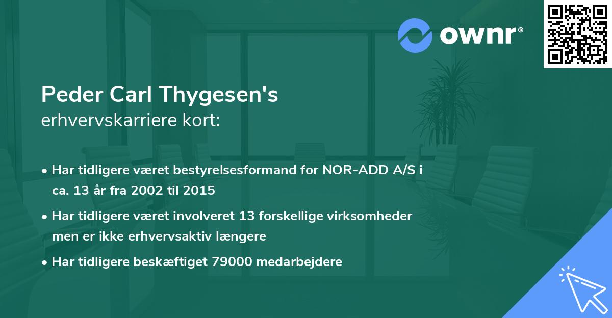 Peder Carl Thygesen's erhvervskarriere kort