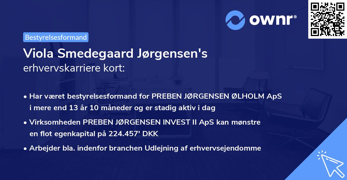 Viola Smedegaard Jørgensen's erhvervskarriere kort