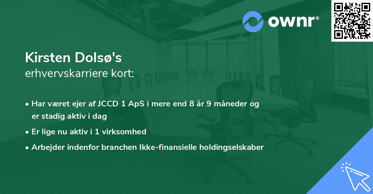 Kirsten Dolsø's erhvervskarriere kort