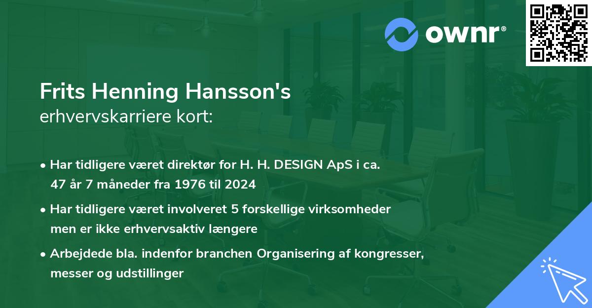 Frits Henning Hansson's erhvervskarriere kort