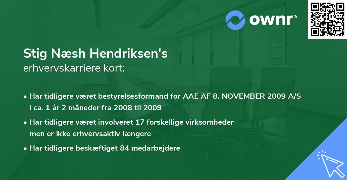 Stig Næsh Hendriksen's erhvervskarriere kort