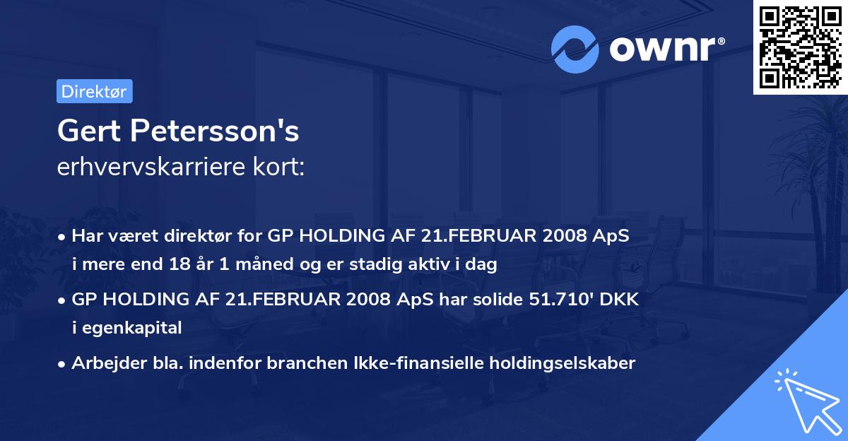 Gert Petersson's erhvervskarriere kort