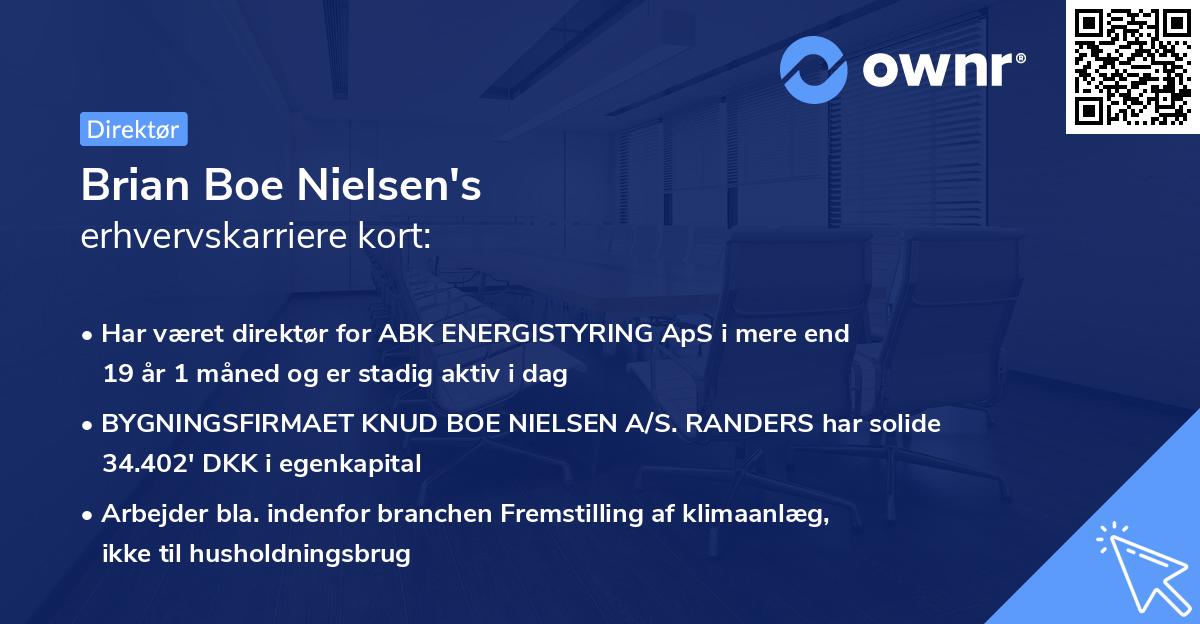 Brian Boe Nielsen's erhvervskarriere kort
