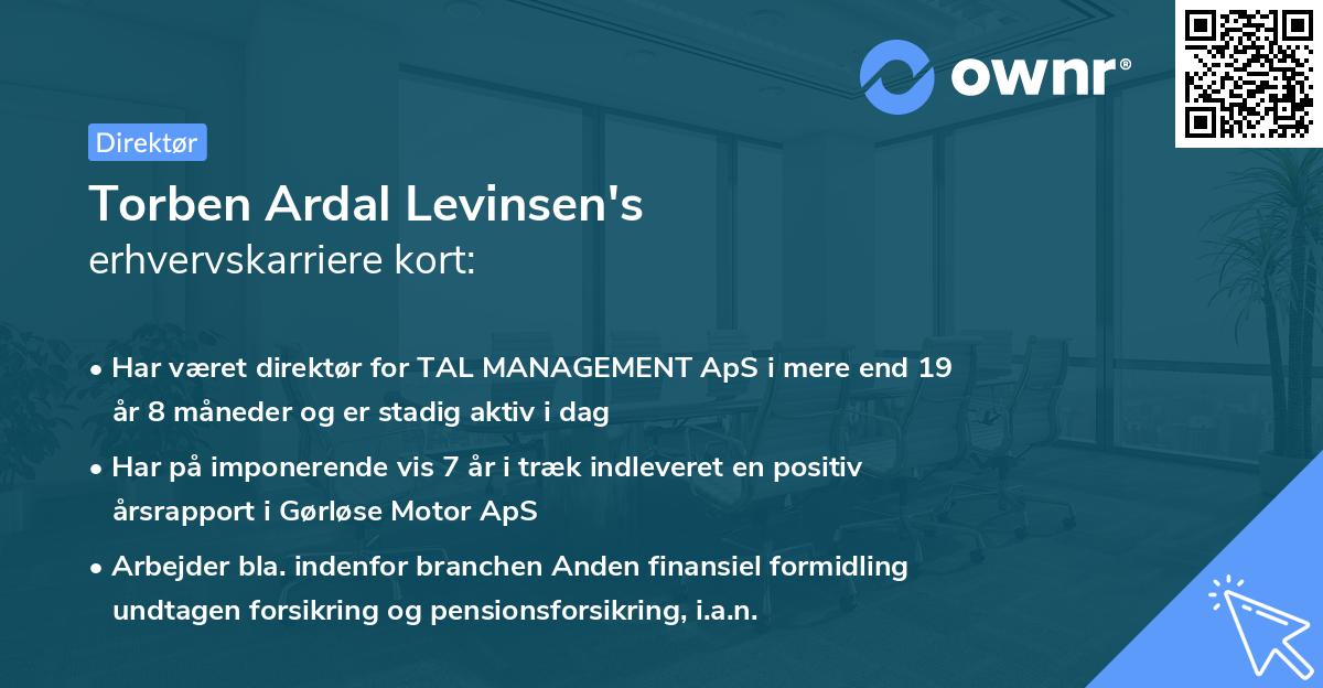 Torben Ardal Levinsen's erhvervskarriere kort