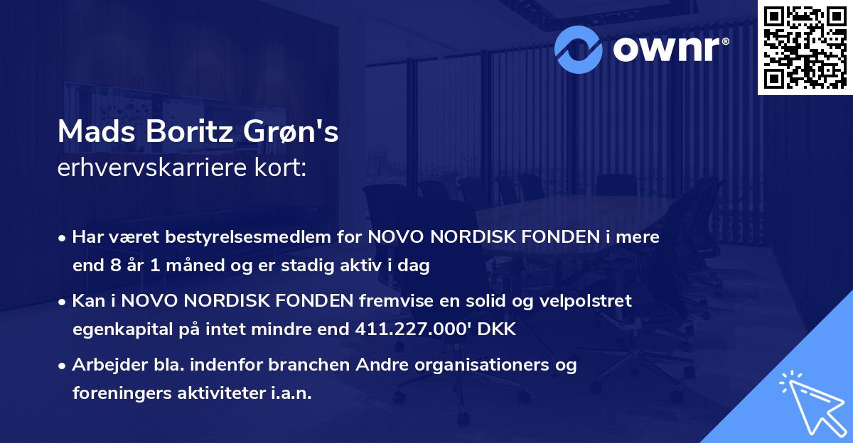 Mads Boritz Grøn's erhvervskarriere kort