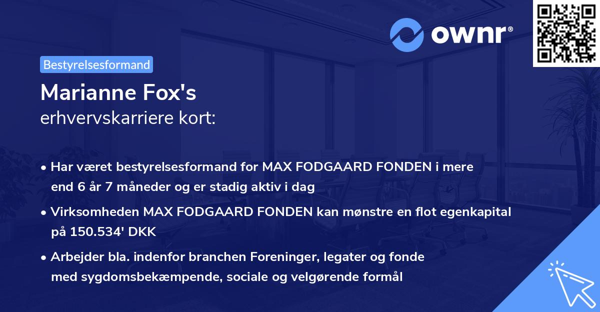 Marianne Fox's erhvervskarriere kort