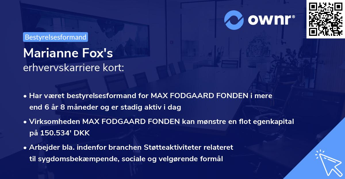 Marianne Fox's erhvervskarriere kort