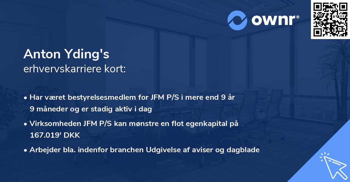 Anton Yding's erhvervskarriere kort