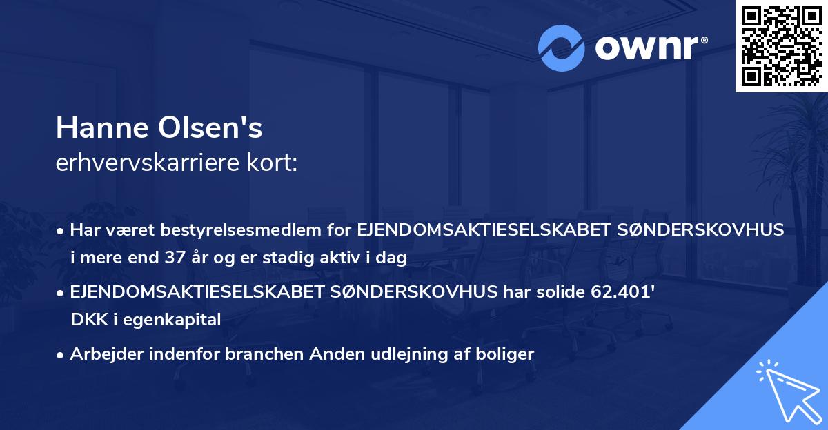 Hanne Olsen's erhvervskarriere kort