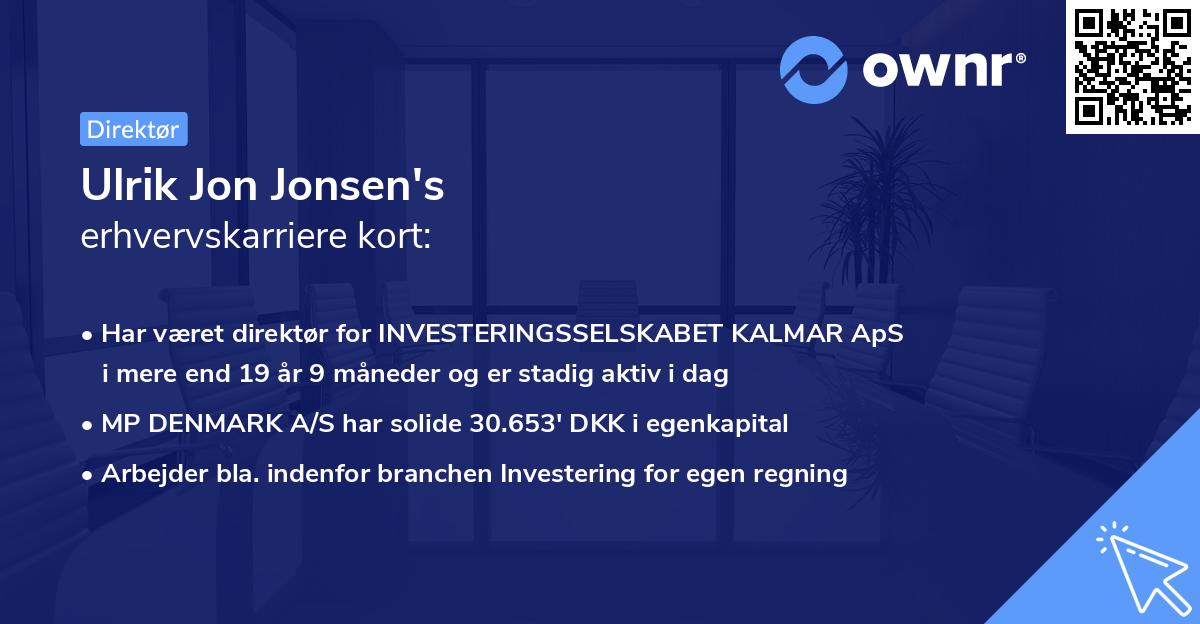 Ulrik Jon Jonsen's erhvervskarriere kort
