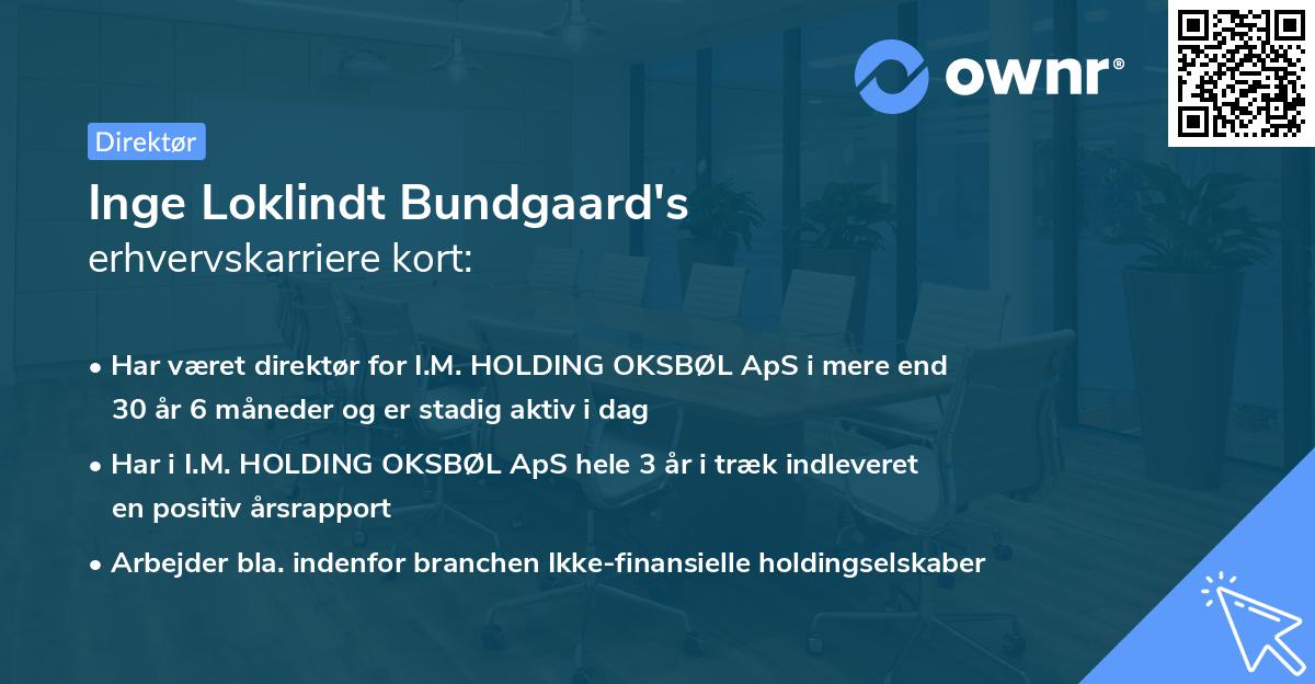 Inge Loklindt Bundgaard's erhvervskarriere kort