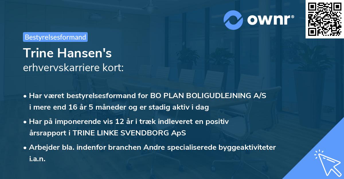 Trine Hansen's erhvervskarriere kort