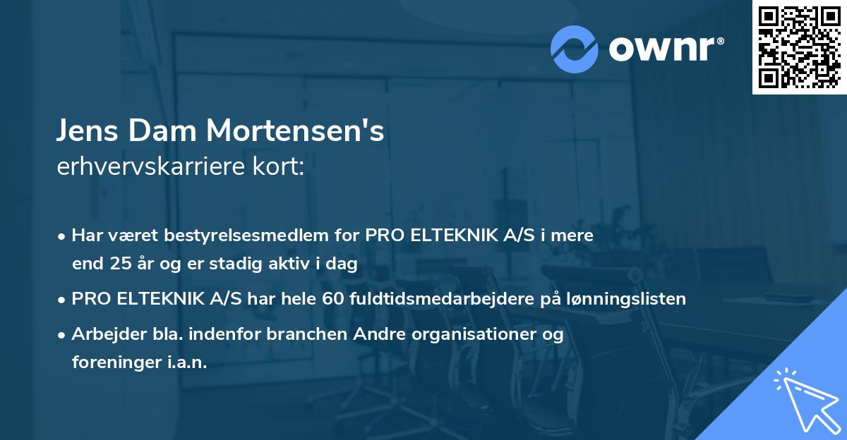 Jens Dam Mortensen's erhvervskarriere kort