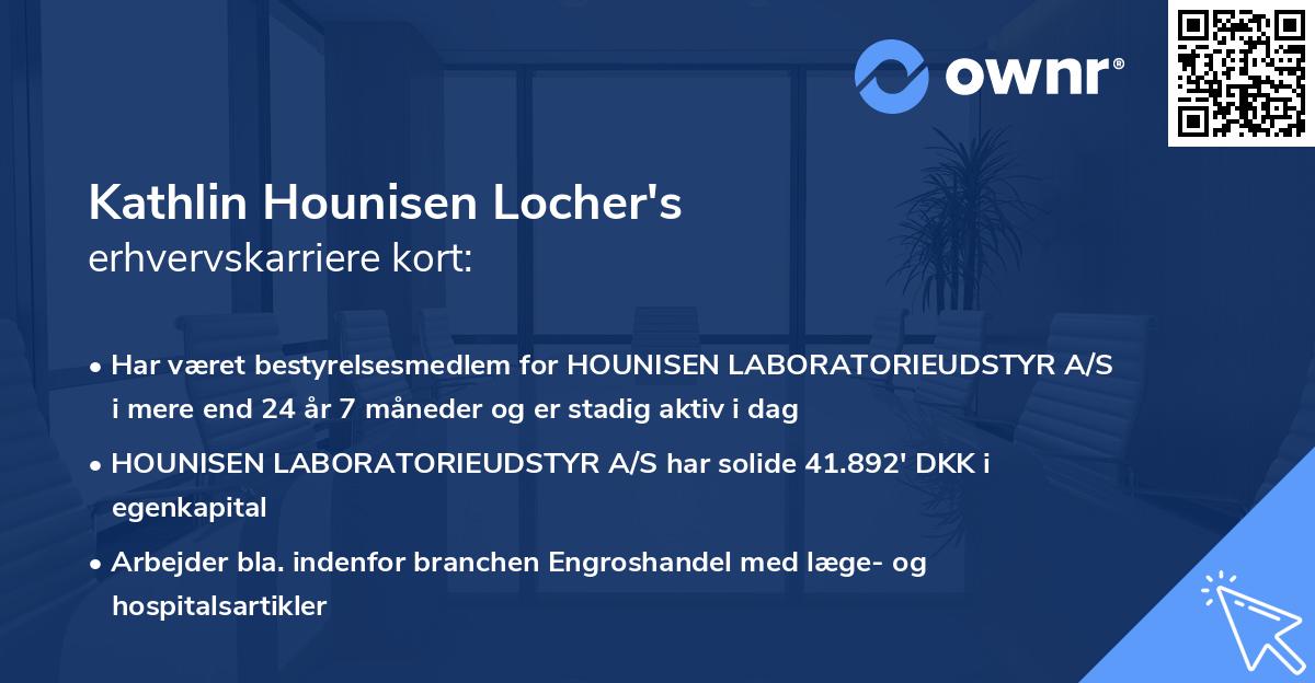 Kathlin Hounisen Locher's erhvervskarriere kort